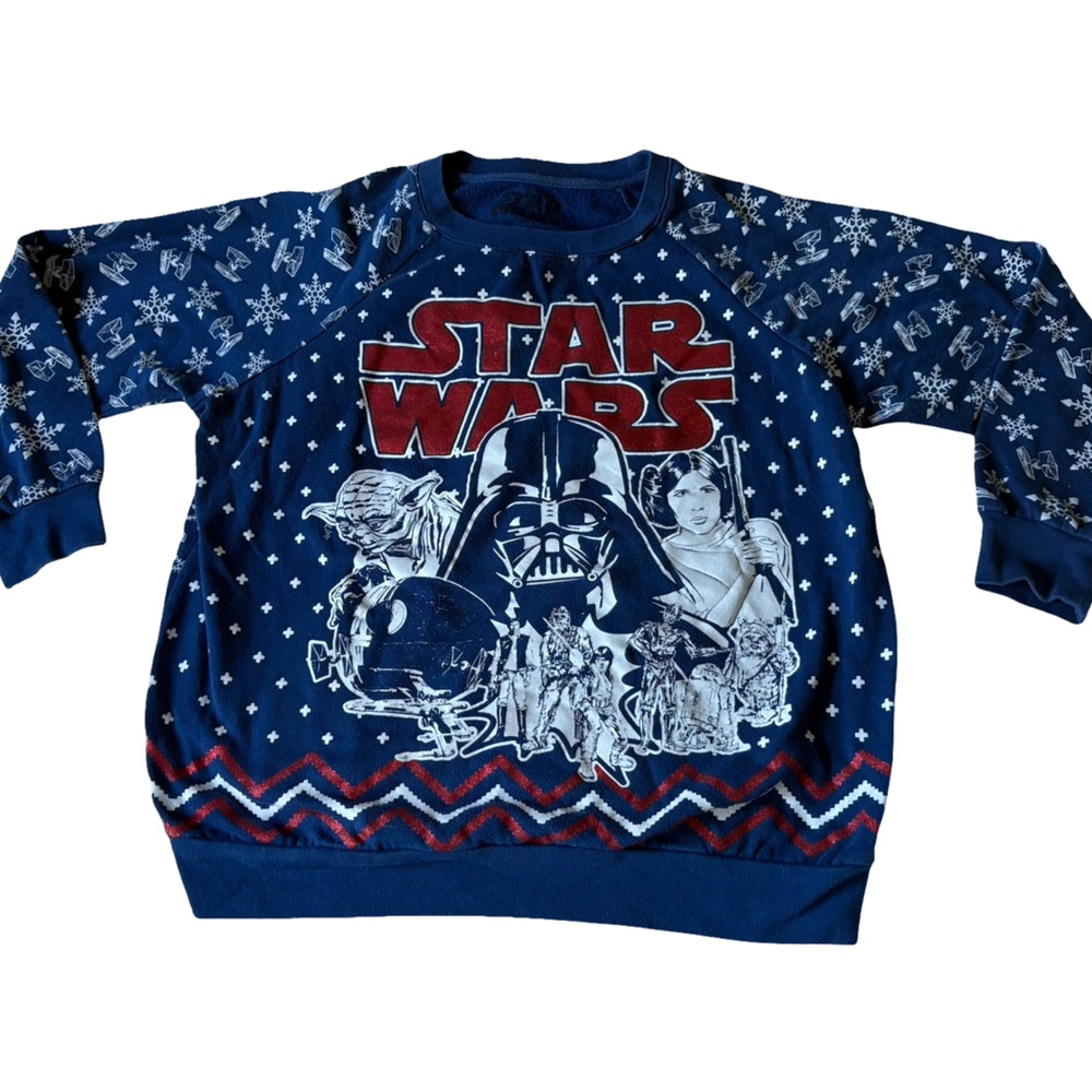 Star Wars Christmas Sweater Blue Graphic Sweatshirt Adult Large